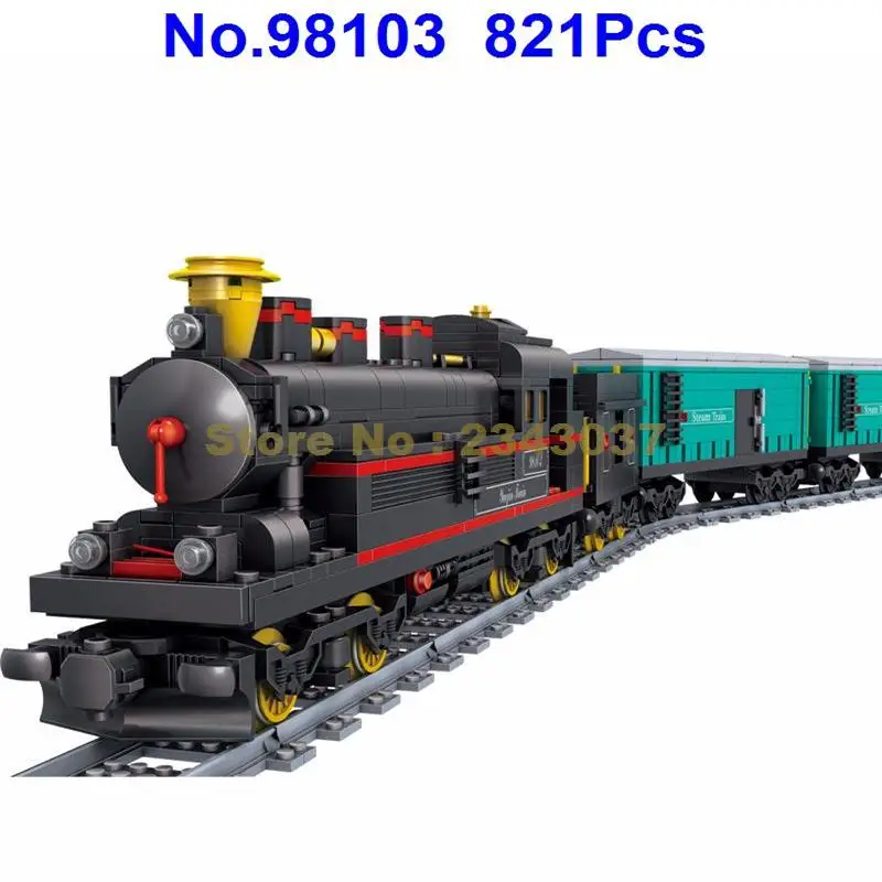 

98103 821pcs battery powered electric number of electric trains building block Toy