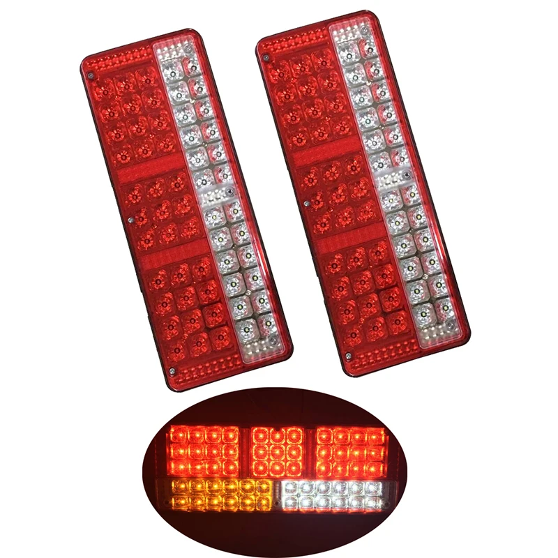 

1 Pair Car LED Tail Lights Stop Brake Light Turn Signal Lamp for 24V Truck Trailer Lorry Red Yellow White