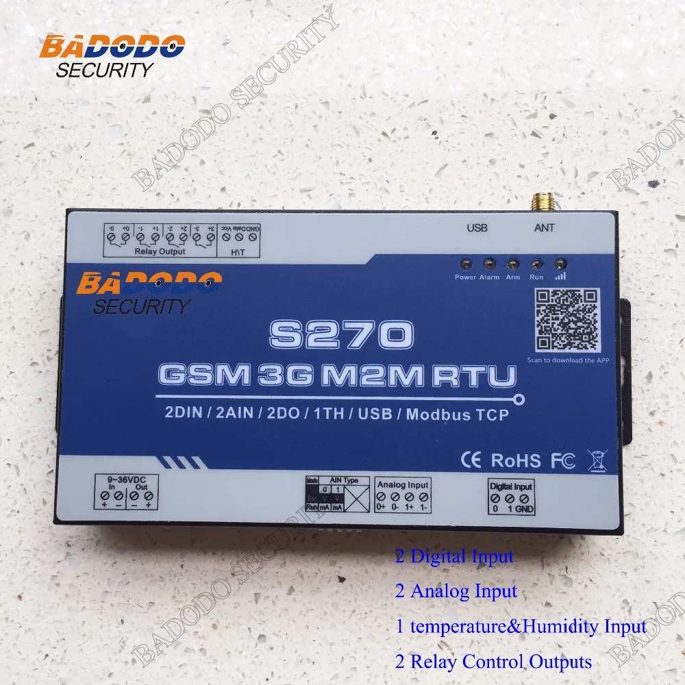 GSM 2G 3G RTU M2M Control ler S270 с 2AIN + DIN релейный выход APP BTS Контроль удаленного получения