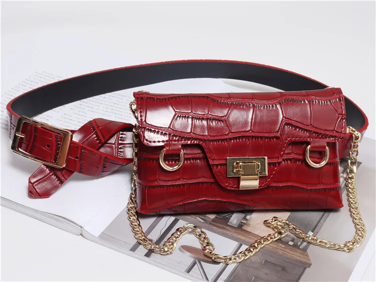 Женская поясная сумка fannypack из искусственной крокодиловой кожи с ремнем модель