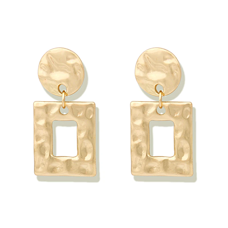 

LWONG Minimalist Hammered Square Small Earrings for Women Vintage Brass Geometric Earrings Statement Dangle Earrings Wholesale