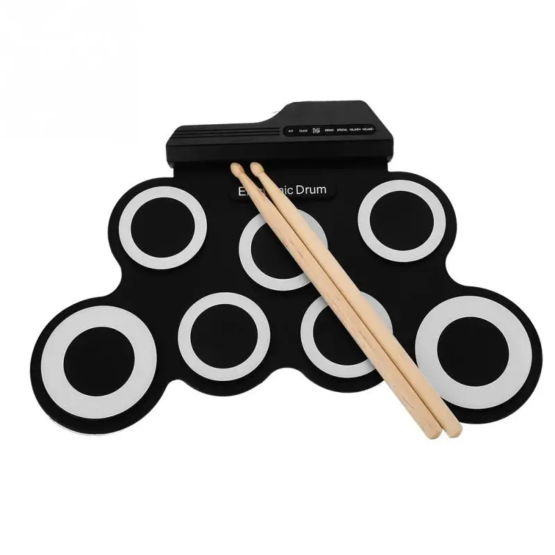 

G3002 Foldable Silicone Electronic Drum Pad Kit Digital USB MIDI Roll up Drum with Drumstick Foot Pedal Electric Instrument