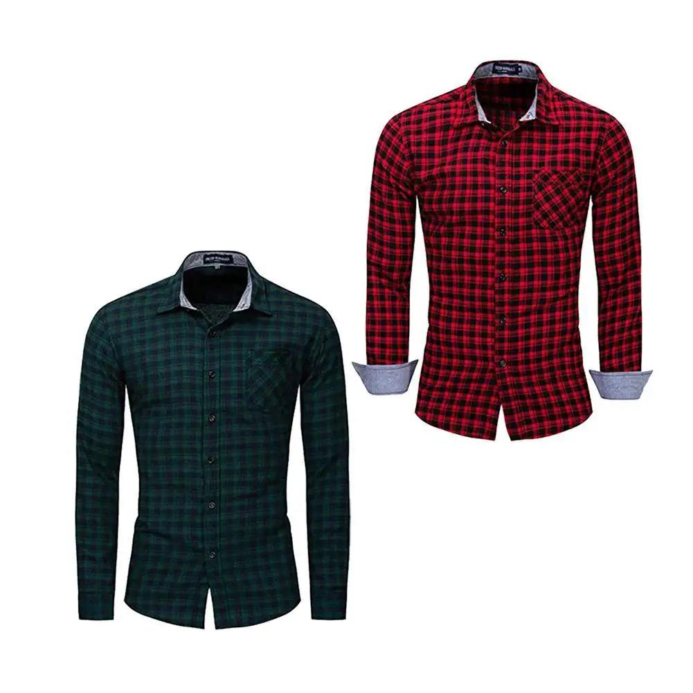 casual plaid shirt comfortable fabric 3 color red blue and black Plaid Checkered Shirt cheap gift for boy | Мужская одежда