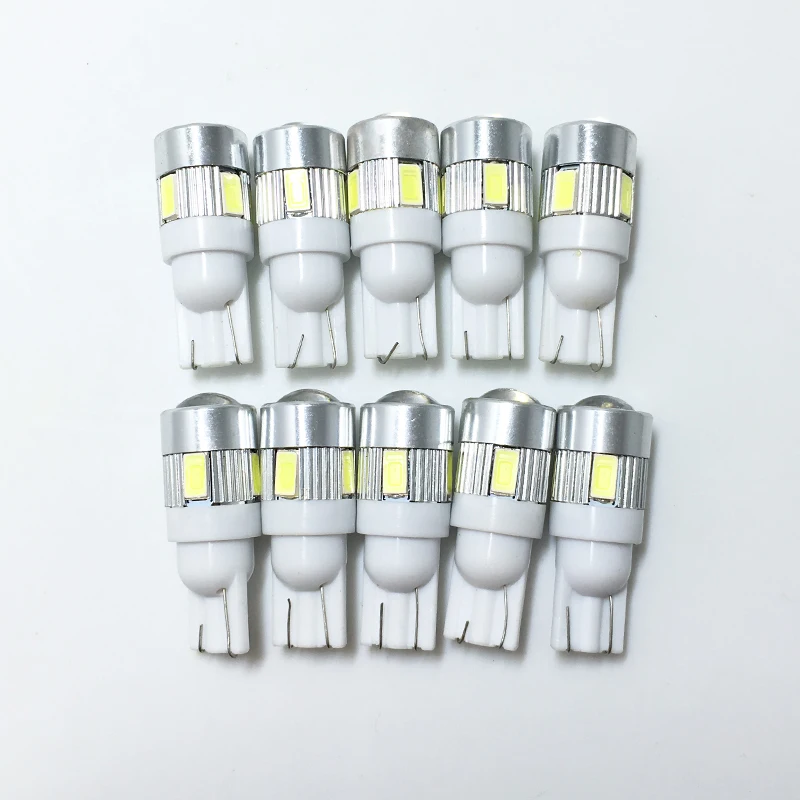 

10 pcs T10 W5W 5630 6-SMD Car LED Wedge Side Light Bulb Lamp 168 194 192 158 White