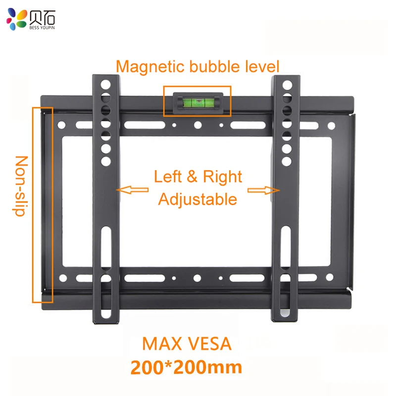 العالمي الثابتة رف لتثبيت التليفزيون على الحائط ثابتة شقة شاشة تلفزيون مسطحة حامل حامل الإطار ل 14-32 بوصة تلفزيون البلازما HDTV LCD شاشة LED