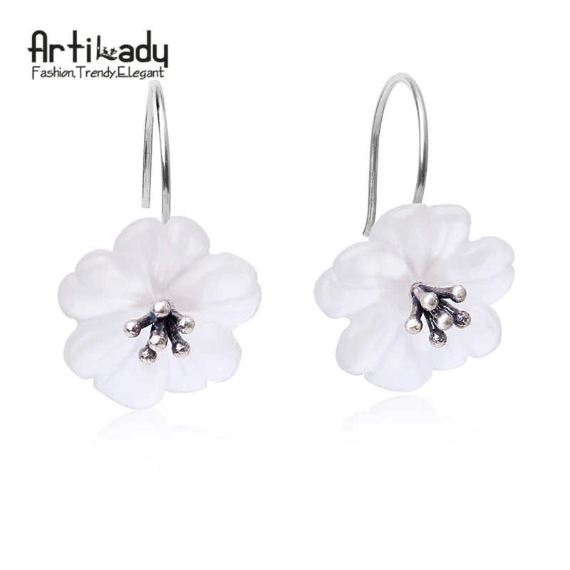 

Artilady 925 sterling silver stud earrings fashion piezoelectricity white crystal flower earrings for women jewelry dropshipping