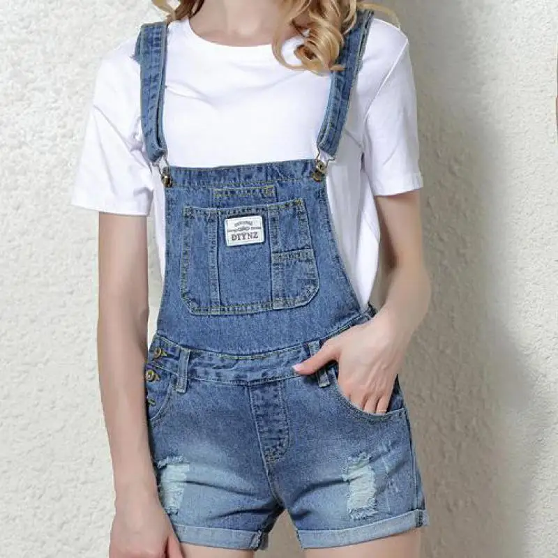 2019 جديد وصول Zuolunouba Playsuits مكتب سيدة مريلة السراويل حفرة الجوخ حللا ، Playsuits داخلية الجينز النساء