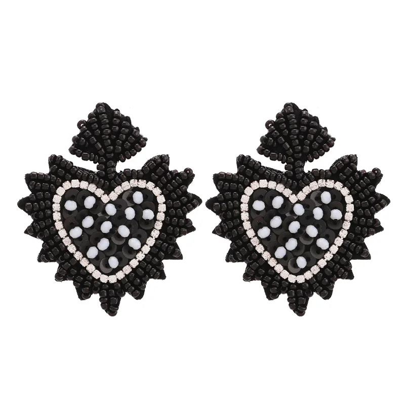 Charm Full Simulated Pearl Beads Statement Stud Earrings Vintage New Wonder Wedding Jewelry Stud Earrings for Women Black