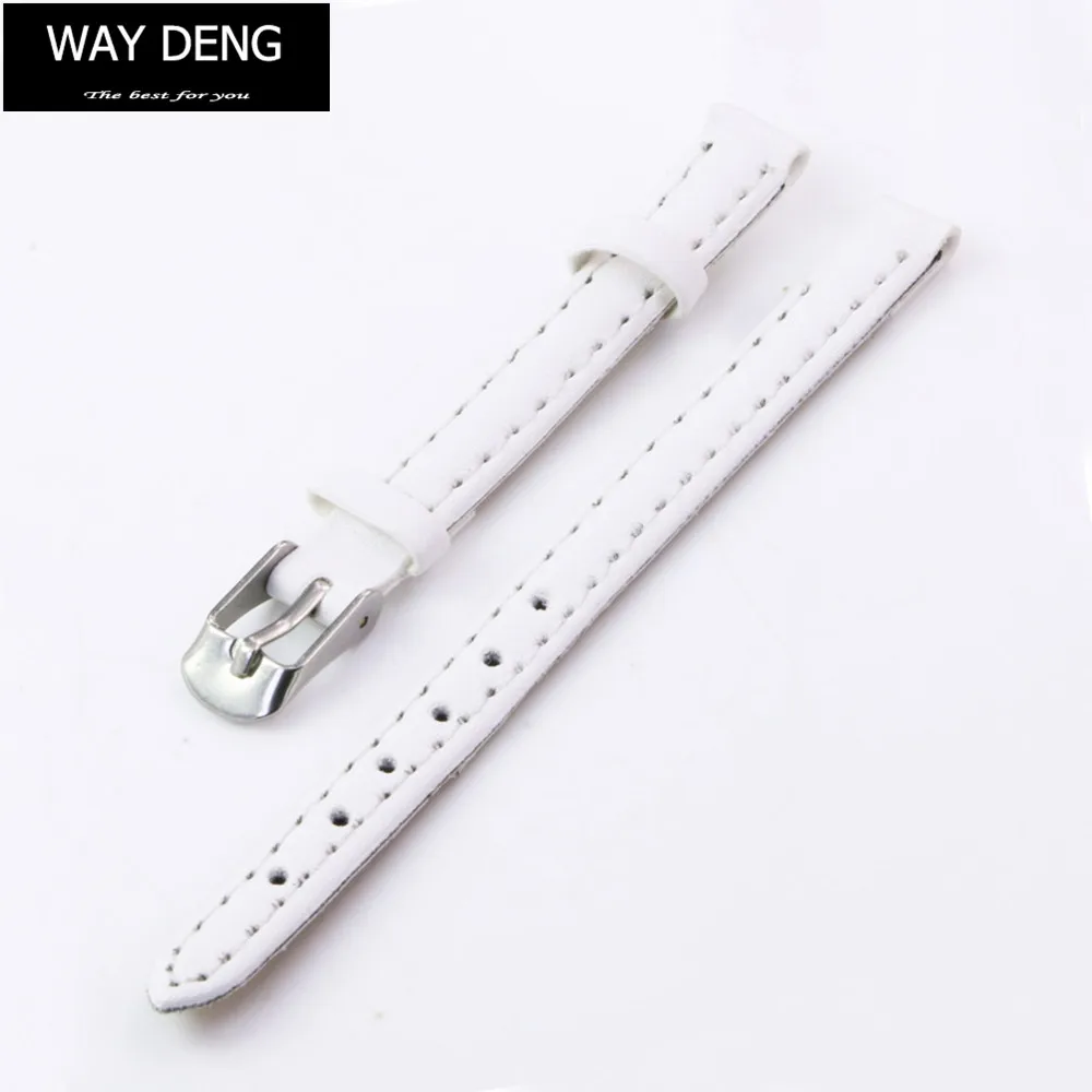 

Fashion Women Girls Solid White Faux Leather Watchband Replacement 8mm Watch Band Two-piece Strap Accessories - Y185