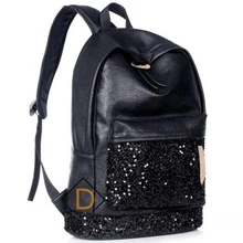 Nouvelle 2016 De Mode Femmes Sac À Dos Grand Noir Couronne Brodé Paillettes Sac À Dos En Gros Femmes En Cuir Sac À Dos Sacs D’école