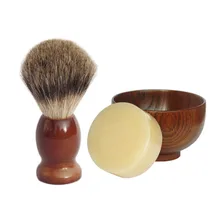 3 шт./компл. кисточка для бритья из барсучьего волоса с пена для бритья Деревянная миска для мужчин уход за волосами лица