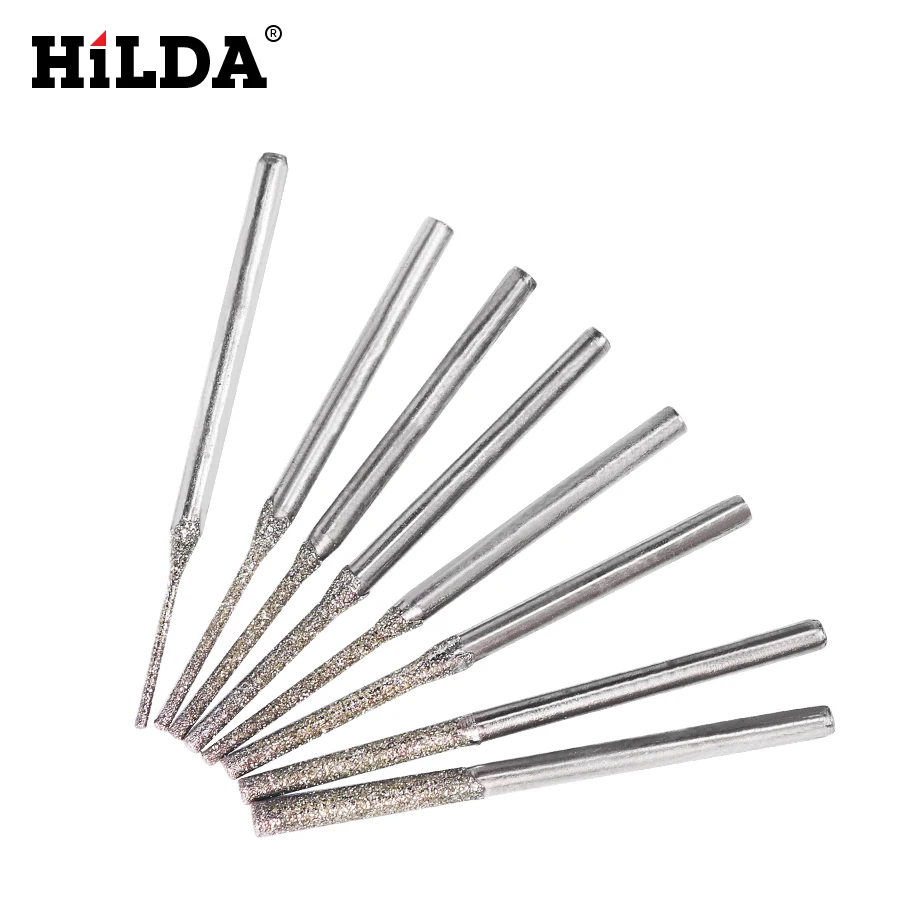 

HILDA Mini Drill Diamond Grinding Head Bur Bit Set Grinding Tool For Dremel Rotary Tool Accesories 8Pcs