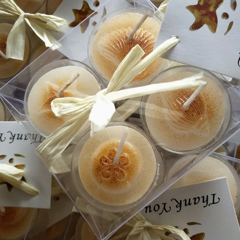 

50sets 4pcs/set Wedding Candle Beach Sea Shell Candle Tea Light Candle Creative Party Gift for Guests