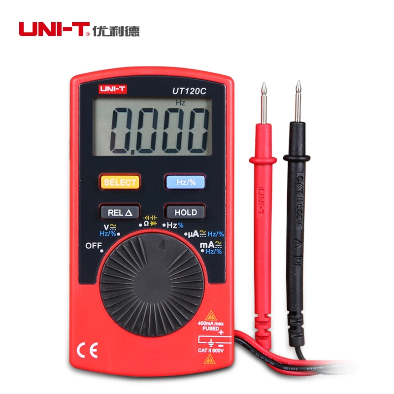 

UNI-T UT120C Mini Digital Multimeter Pocket Size Stype Auto Range Tester DC AC Voltage Diode Electrical Meters