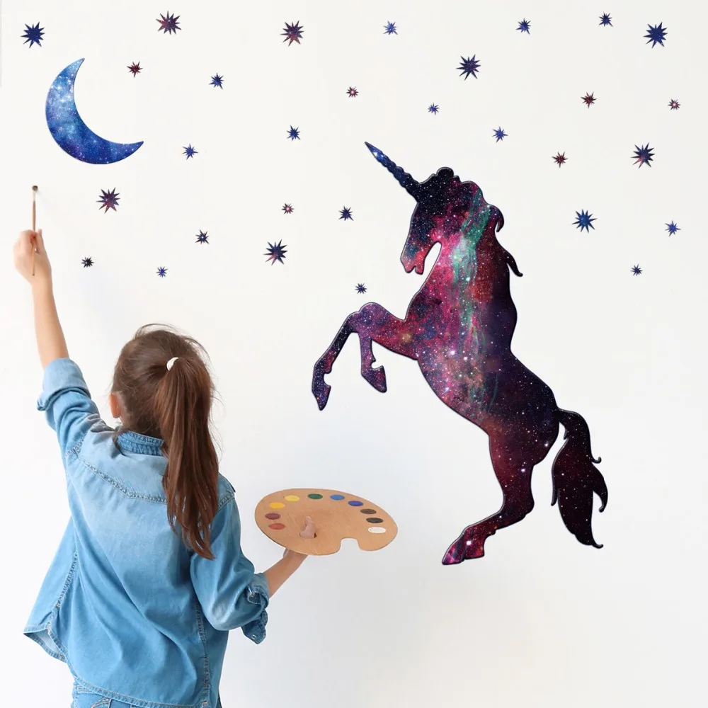 Magical 3D Unicorn Vinyl Wall Stickers Kids Living Room Nursery Decals Art Decor