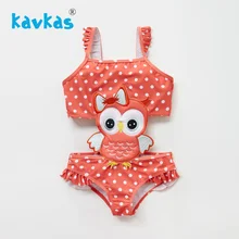 Kavkas/Одежда для купания для девочек 12 мес.-8 лет, детский купальный костюм, детский купальный костюм с вышивкой в виде совы и рюшами, пляжный цельный купальный костюм, Roupa De