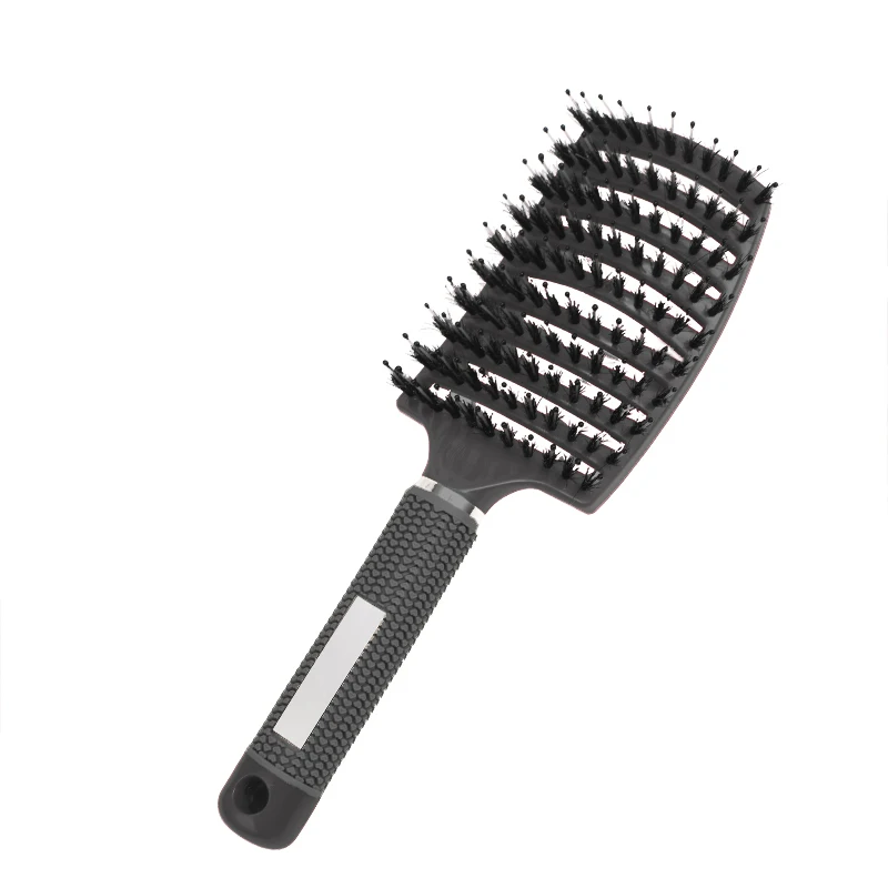 BearPaw 1 шт., профессиональная женская Массажная расческа для волос, расческа для волос, щетина, кудрявая распутывающая щетка для волос, инструменты для укладки волос - Цвет: Black