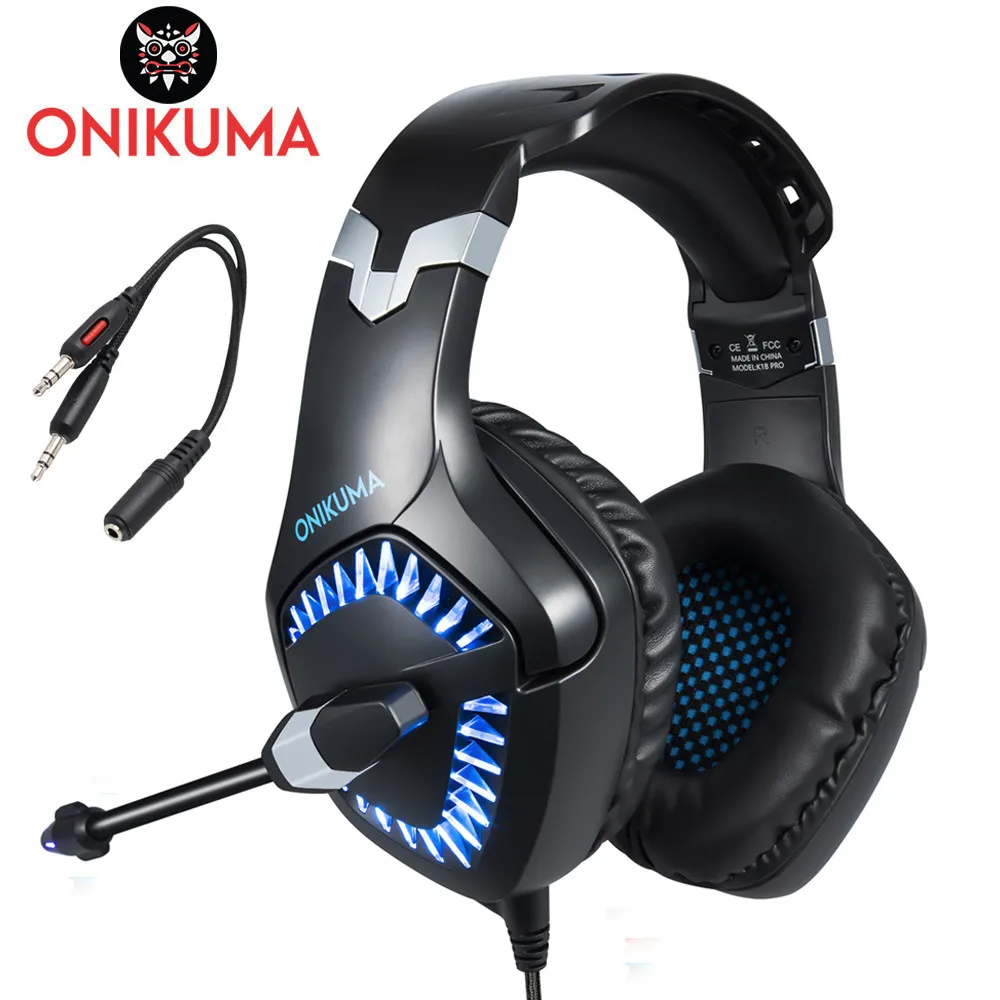 ONIKUMA K1 Pro PS4 игровая гарнитура ПК стерео наушники с гарнитурой шлем с микрофоном светодиодный светильник для нового Xbox One ноутбука планшета мобильного