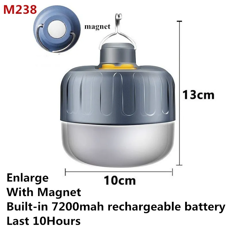 Мини-портативная лампа с удобным крючком, магнитный фонарь, фонарь для кемпинга, палатки, фонарь, походная Ночная Подвесная лампа для ремонта автомобиля - Мощность в ваттах: 7200mah magnet