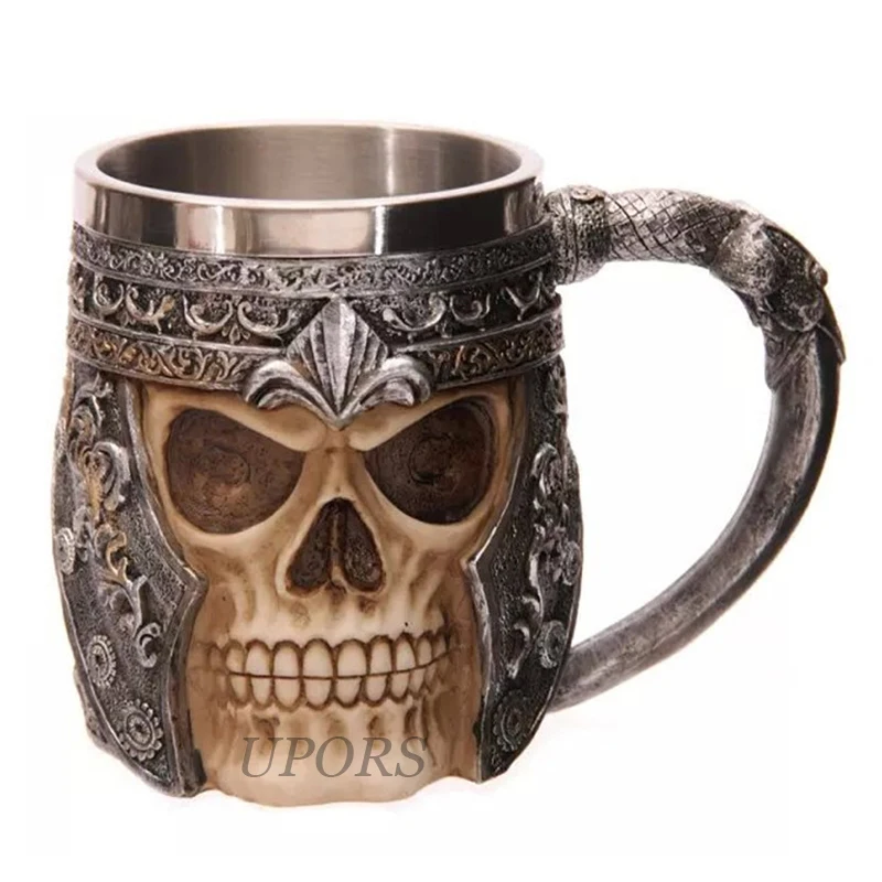 UPORS Viking Skull кружка из нержавеющей стали кофейная кружка средневековый замок рыцарь Скелет кружка для пива вина подарки на Хэллоуин