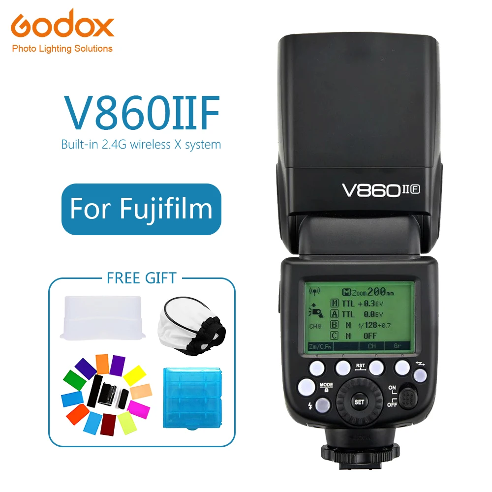 

Godox Ving V860II V860II-F Speedlite flash TTL HSS 1/8000s 2.4G Wireless Camera photography for Fujifilm X-Pro2/X-T20 /X-T1/X-T2