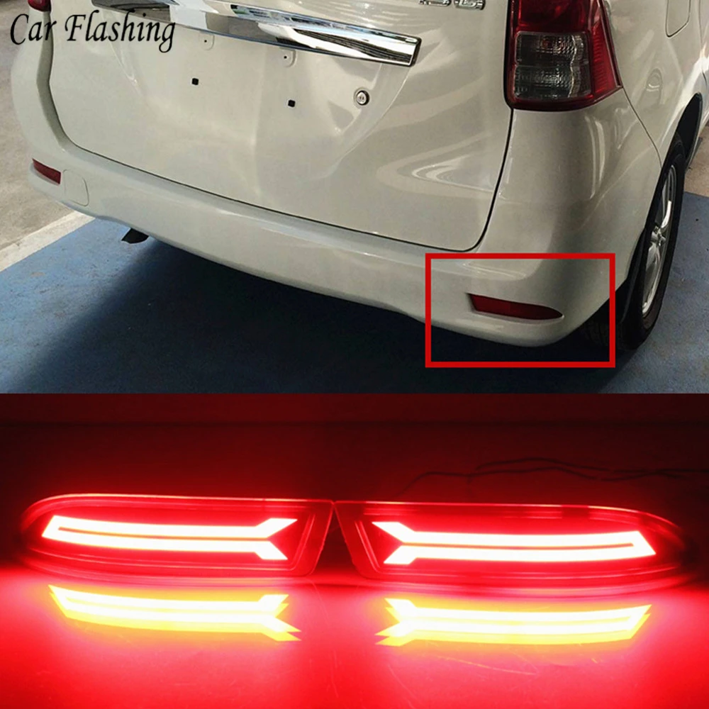 

2PCS Multi-functions Car LED Rear Fog Lamp Brake Light Bumper Light Auto Bulb Decoration Lamp For Toyota Avanza 2015 2016 2017