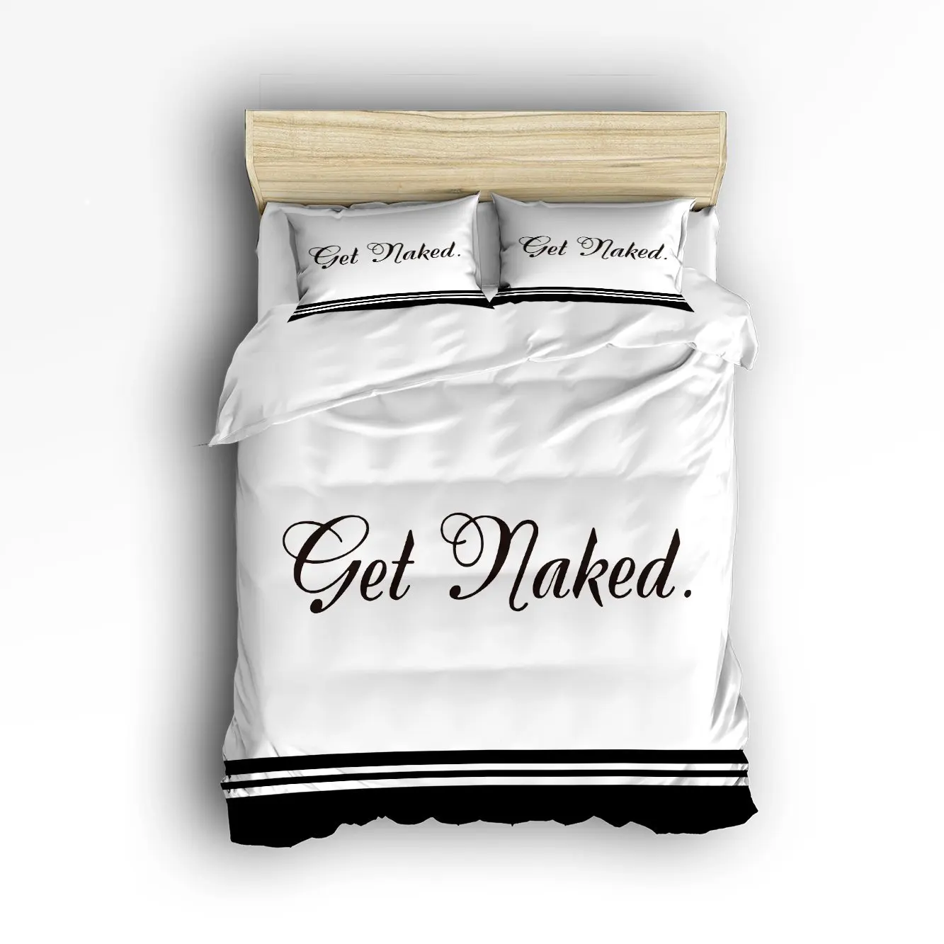 CHARMHOME &quotGet Naked&quot White Black 3d Comforter Bedding Sets 4pcs Duvet Cover Bed Sheet Pillow Cases Size Twin Full Queen King | Дом и