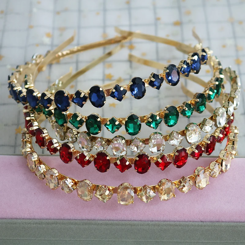 

New Hairband Baroque Luxury Multicolor Crystal Headband Vintage Metal Headdress Fashion Hair Jewelry Wedding Accessories Bijoux
