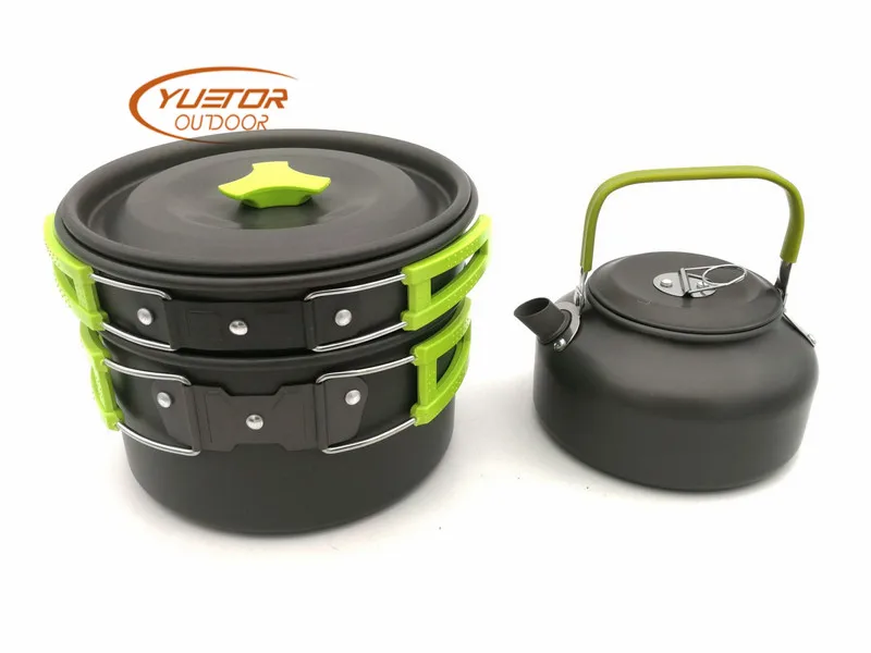  YUETOR OUTDOOR Portable Outdoor Camping Cooking Set for 2-3 Person Teapot Coffee Kettle Cooking Pot
