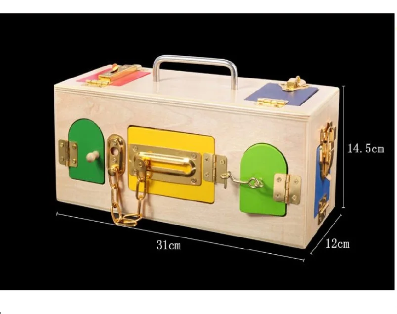  1 SET Montessori Toys Lock Wooden Box Materials Sensorial Educational Wooden Toys For Children Baby