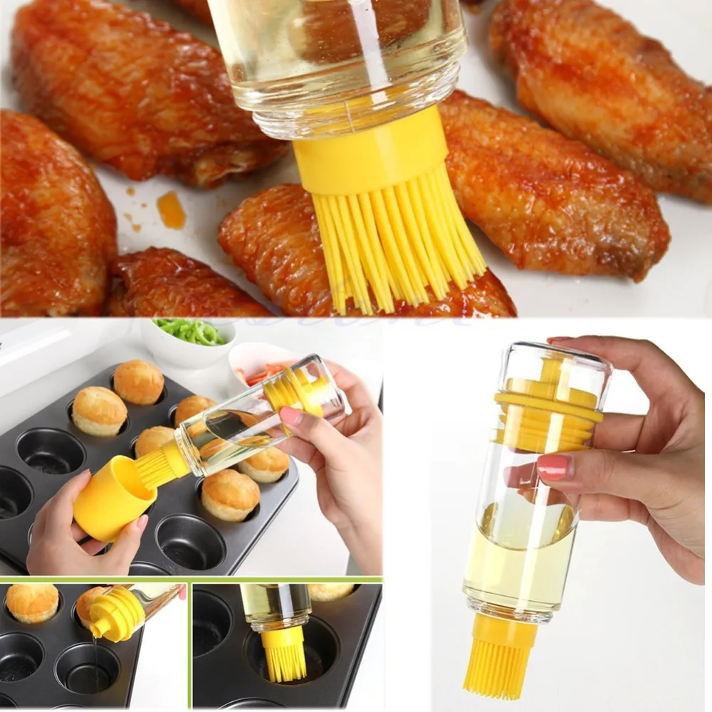 Silicone Honey Oil Brush Bottle Cooking Baking Pancake Basting BBQ Tool