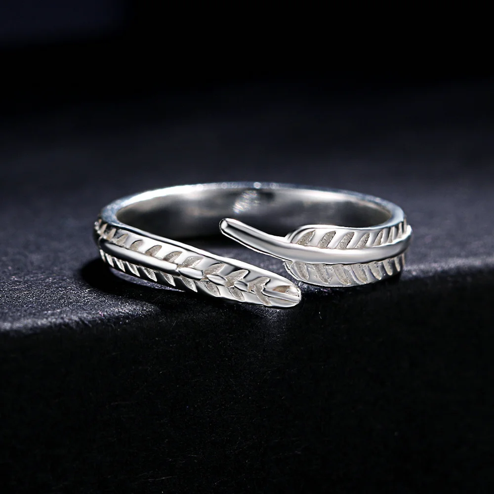 MoBuy Romantic Feather Adjustable 100% 925 Sterling Silver Rings For Women Wedding Bands Fine Jewelry MBRY049 | Украшения и