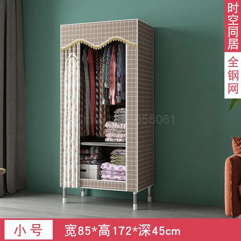 Simple cloth wardrobe steel pipe thickening and thickening reinforcement steel frame economy double rental home wardrobe - Цвет: ml1