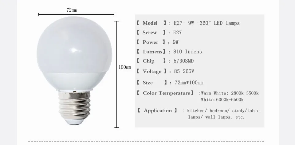 Новинка Epistar 360 градусов Светодиодная лампа AC110V 220V Глобус освещение Bombillas светодиодные лампы Домашнее освещение A60 A70 A80 A90 1 шт