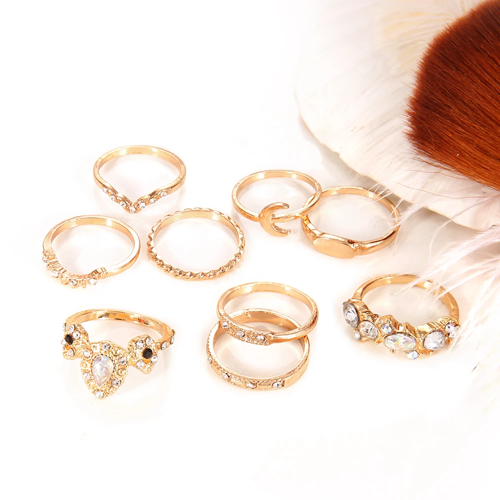 9-unids-set-Bohemia-antiguo-oro-corona-Flor-de-Luna-coraz-n-tallado-anillos-para-las (3)