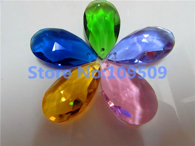 

20Pcs Chandelier Crystals Mixed Color Tear Almond 38mm Ornament Teardrop Prism Free shipping