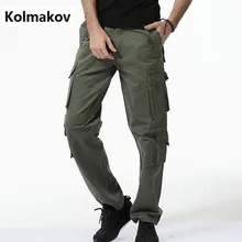KOLMAKOV весенние мужские брюки с несколькими карманами, высококачественные хлопковые брюки кэжуал, свободные военные мужские брюки большого размера