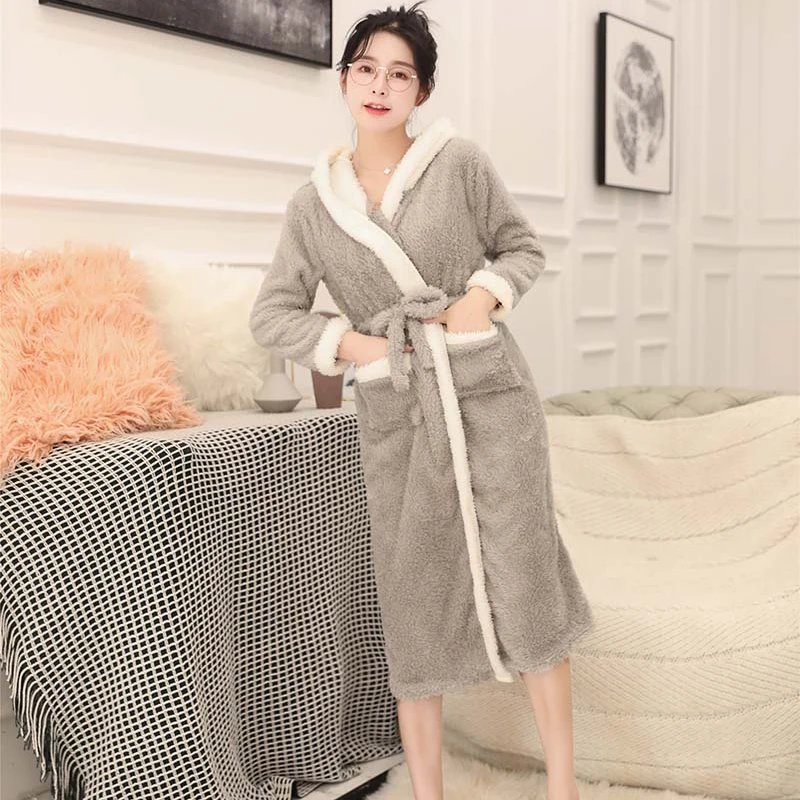 Womens Hooded Fleece Robes Plush Comfy Soft Warm Cute Cat Bathrobes Cartoon Sheep Bath Robe Soft Kimono Spa Bathrobe For Women