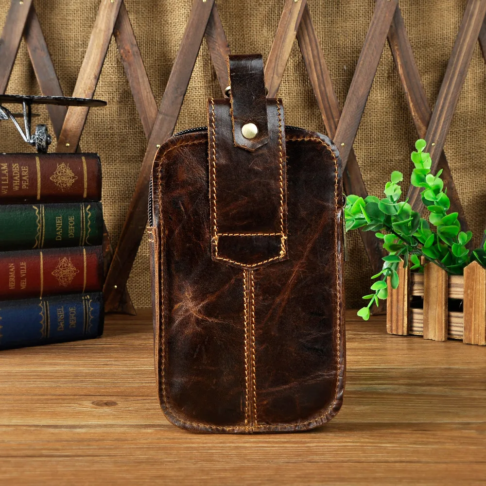 Модный кожаный мужской подарок, маленький Летний чехол с крючками, дизайнерский чехол для сигарет, 6 дюймов, чехол для телефона, сумка на пояс для путешествий 1609-c