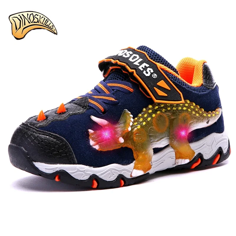 

Dinoskulls boys sneakers kids sport running glowing shoes led Breathable shoes 3D dinosaur tenis infantil leisure shoes 27-34