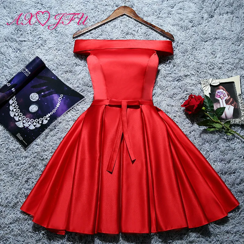 

AXJFU champagne evening dress short sisters red evening dress hostess annual meeting banquet red evening dress