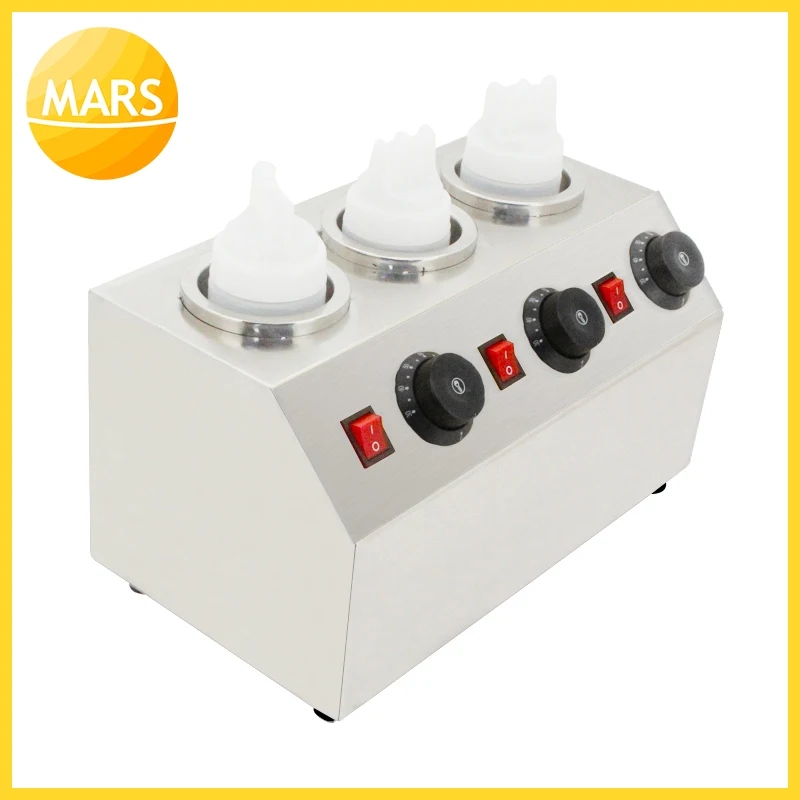 

Chocolate Soy hot sauce filling spread squeeze bottle warmer machine; jams filling spread warmer with 3 bottles