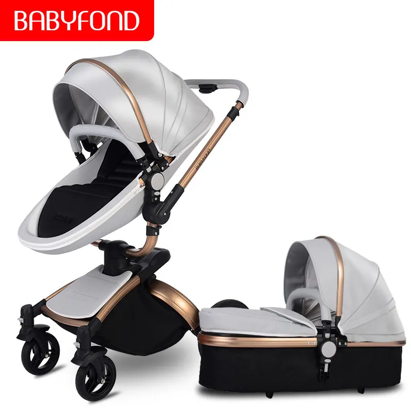 Роскошная детская коляска,, Babyfond No Tax 3 в 1, модная коляска, европейская коляска, Отправка подарков - Цвет: golden gray 2 in 1