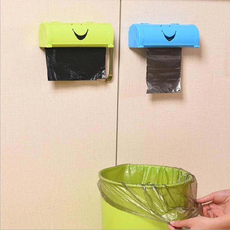 

Urijk Smile Face Candy Color Garbage Bags Storage Box Paste Type Plastic Container Plastic Storage Organizer For Kitchen Tool