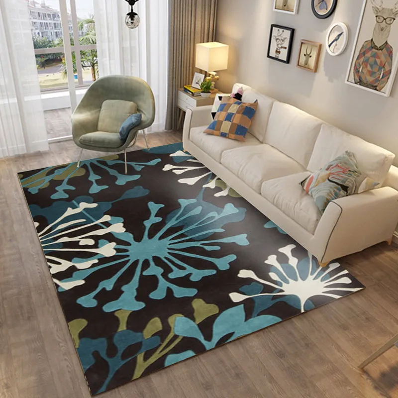 

Modern Home Living Room Carpet Fashion Flower Large Floor Mat Coffee Table Decorative Floor Mat Bedroom Rug Rectangular Carpets