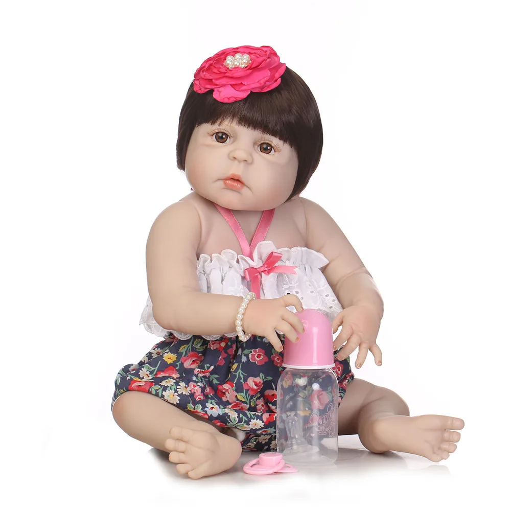 

NPK 22" completa silicone reborn baby girl dolls for child gift soft BJD fashion bebe dolls com corpo de silicone menina boneca