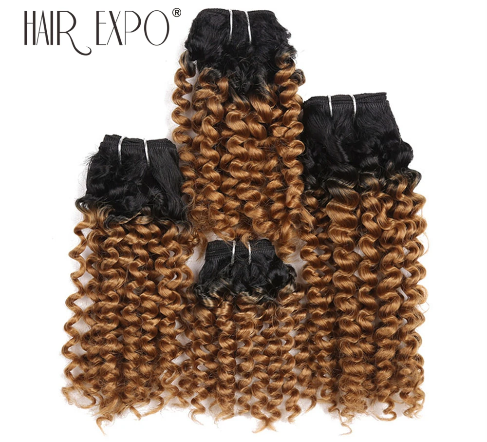 Волосы WeaveKinky CurLy пряди Bouncy Curly синтетические вшитые волосы для наращивания для женщин 8-14 дюймов 4 шт./лот пробковые локоны волосы Expo City