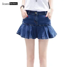 Женские джинсовые юбки большого размера 9XL, повседневные плиссированные мини-юбки с оборками, весна-лето, Корейская юбка с высокой талией, Femme faldas mujer moda