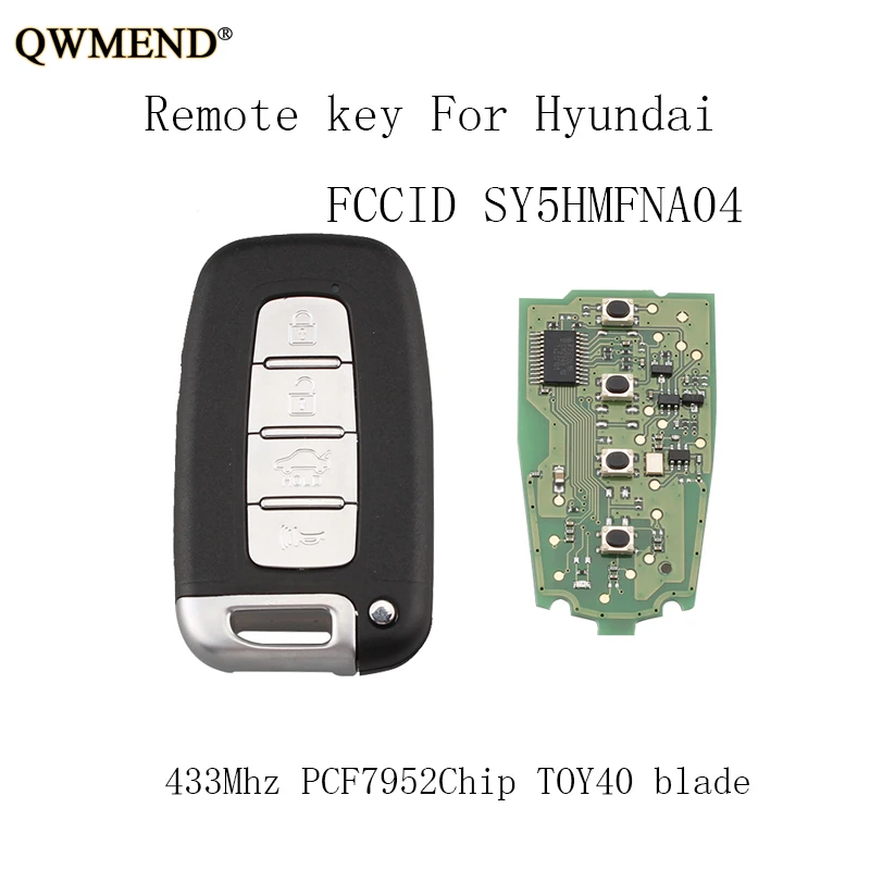 QWMEND 5pcs*433Mhz Smart Remote Key Keyless Fob For Hyundai Sonata