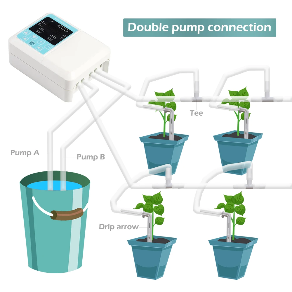 Сад интеллектуальная система капельного орошения двойной насос солнечное автоматическое устройство орошения горшечных растений таймер водяной насос 1 комплект